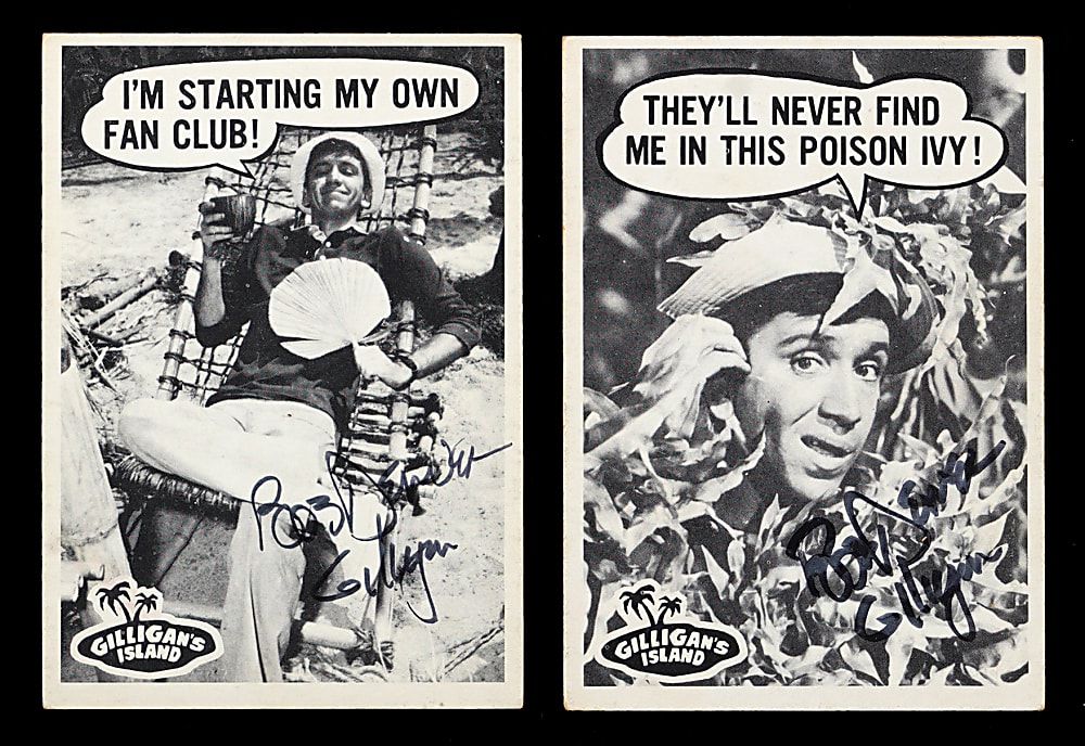 Bob Denver Signed Trio with 1965 Topps Cards (2) & 1993 Book “Gilligan, Maynard & Me”