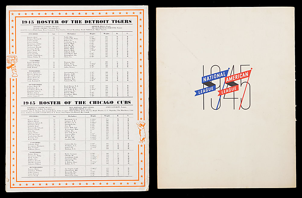 1945 World Series Program Pair - Both Chicago Cubs & Detroit Tigers Versions
