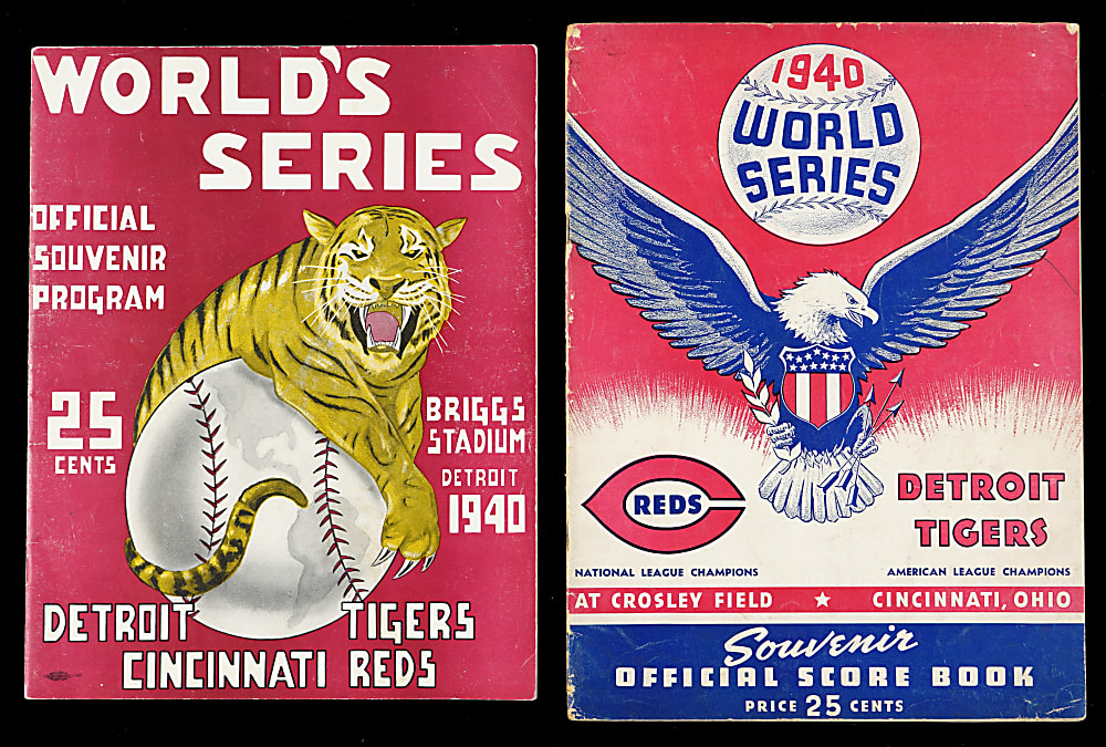 1940 World Series Program Pair - Both Cincinnati Reds & Detroit Tigers Versions with Game 7 Clincher