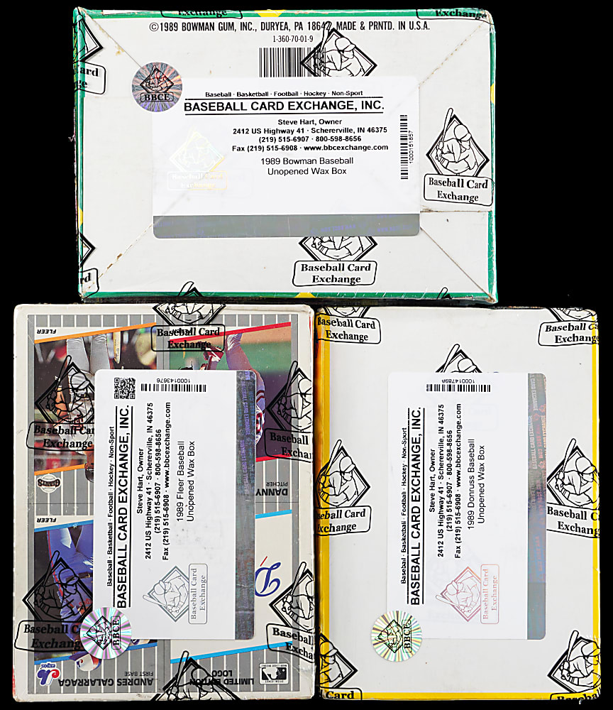 1989 Bowman, Donruss & Fleer Unopened Wax Box Trio - All BBCE