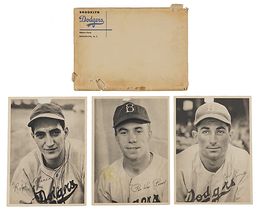 1946 & 1947 Brooklyn Dodgers Picture Pack Collection (41) with 1946 Complete Set (25) Including Original Mailer & Extra Pee Wee Reese