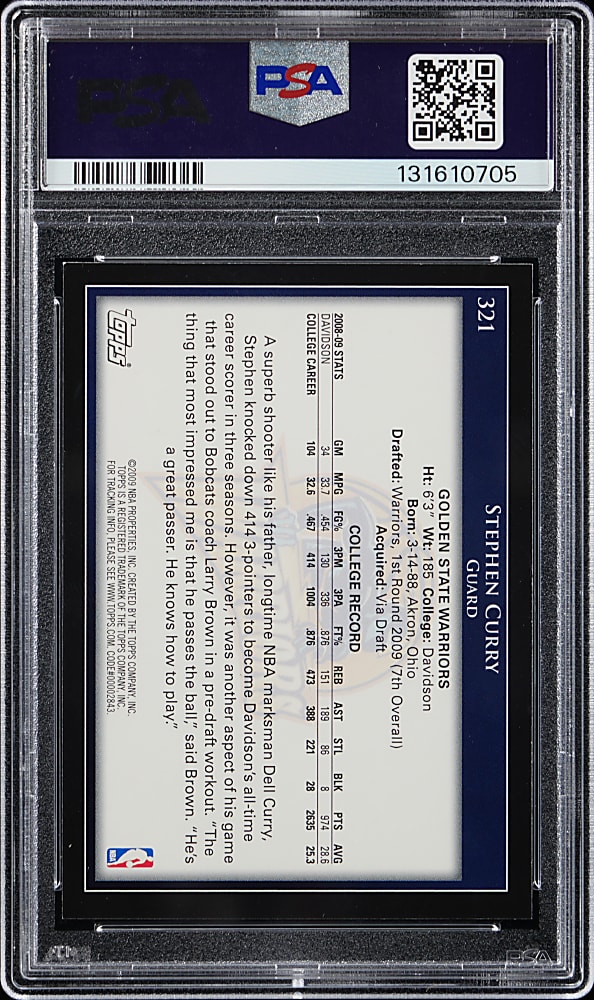 2009-2010 Topps Basketball #321 Steph Curry Rookie PSA NM-MT 8