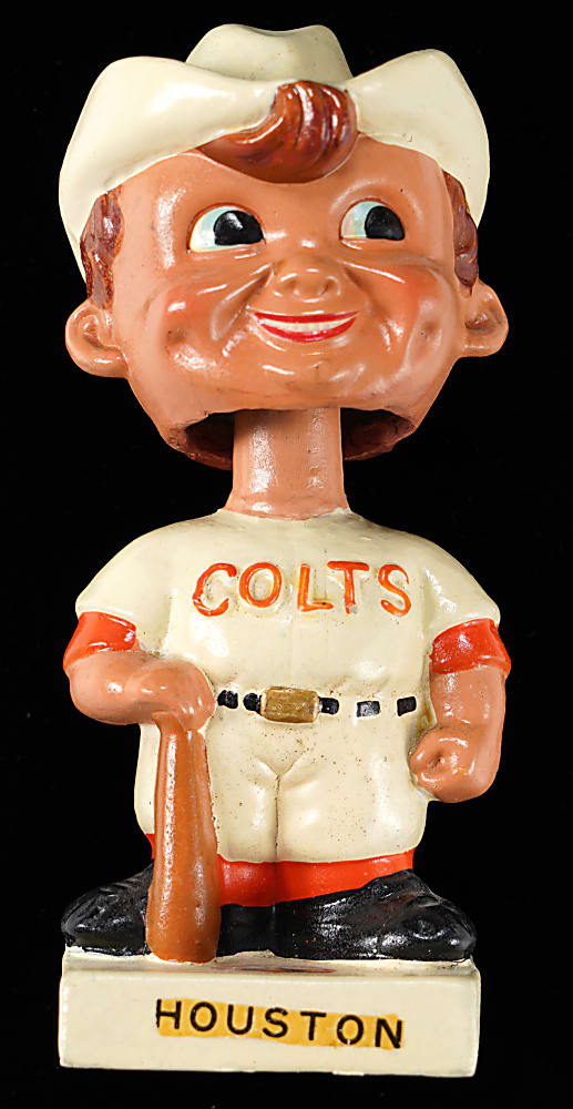 1960s Houston Colt .45s White Square Base Bobblehead - Tougher Example