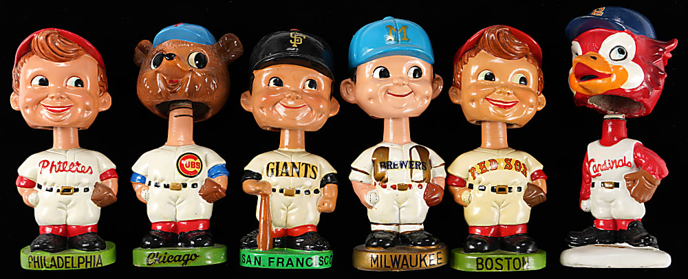 1961-1971 Baseball Bobblehead Collection (6) with (2) Mascot Examples