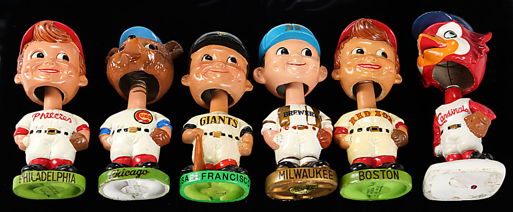 1961-1971 Baseball Bobblehead Collection (6) with (2) Mascot Examples