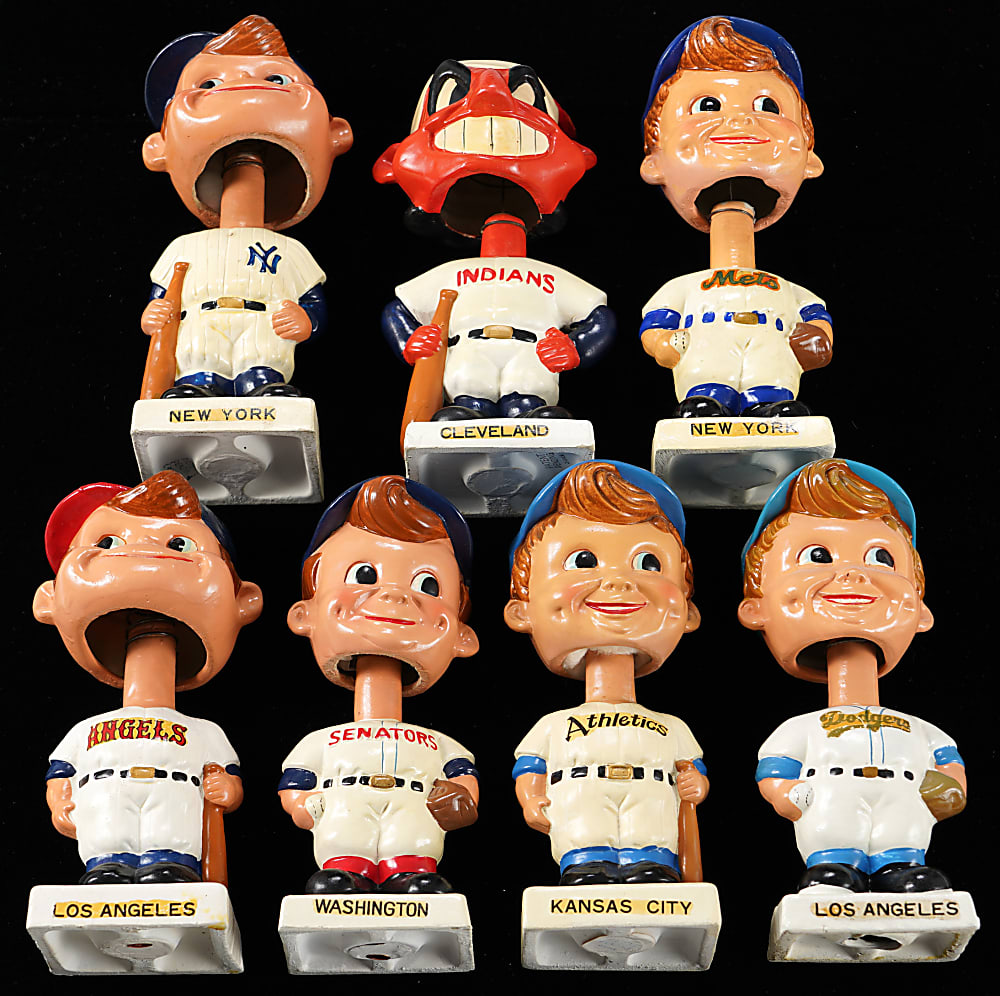 1961-1963 Square White Base Bobblehead Collection (7) with Several Tougher Examples