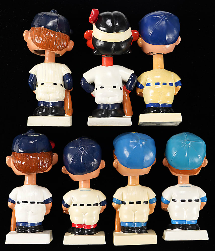 1961-1963 Square White Base Bobblehead Collection (7) with Several Tougher Examples