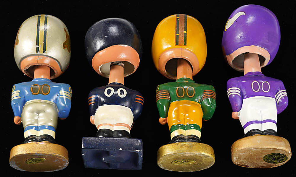 1960s NFC North Division Bobbleheads (4) with Bears, Packers, Lions & Vikings