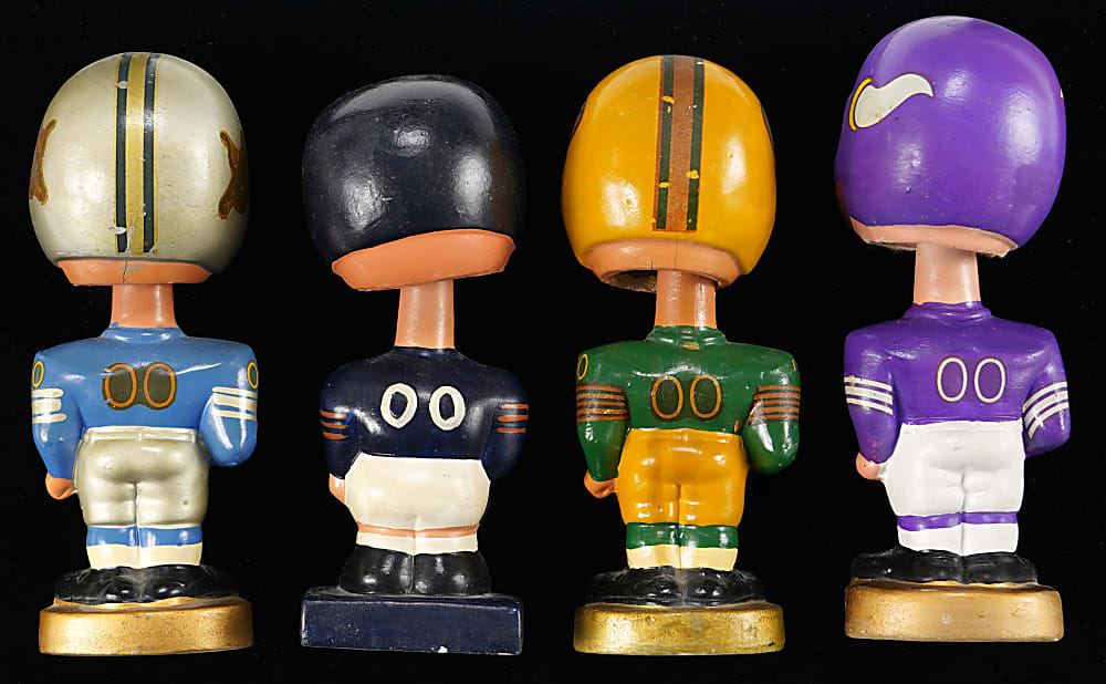 1960s NFC North Division Bobbleheads (4) with Bears, Packers, Lions & Vikings