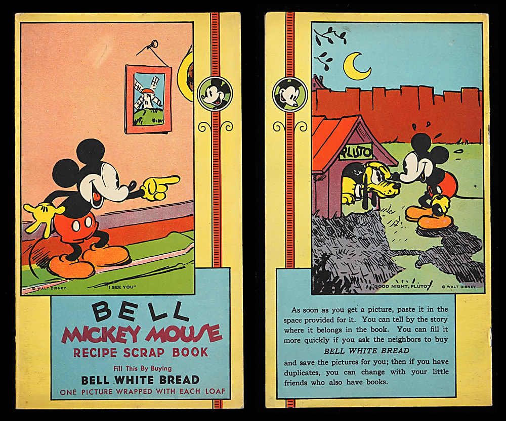 1930s Bell Bread Mickey Mouse Recipe Scrap Book Plus (47) Recipe Cards from Armstrong, Bell & Krugs