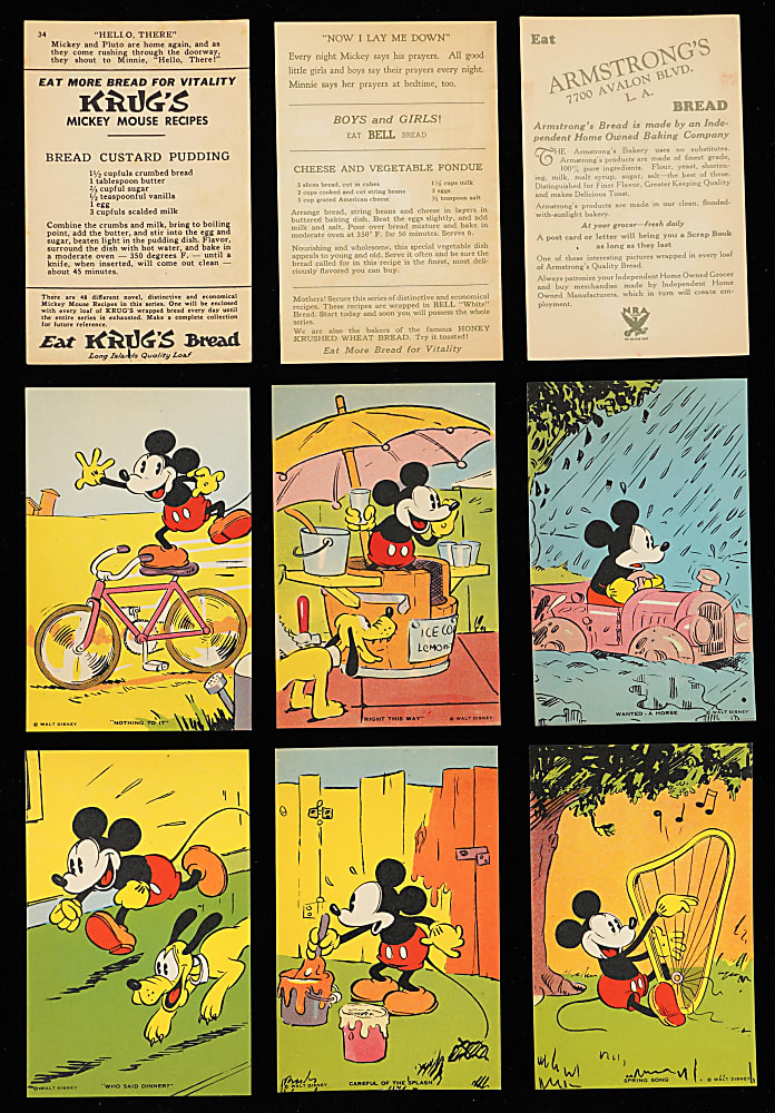 1930s Bell Bread Mickey Mouse Recipe Scrap Book Plus (47) Recipe Cards from Armstrong, Bell & Krugs