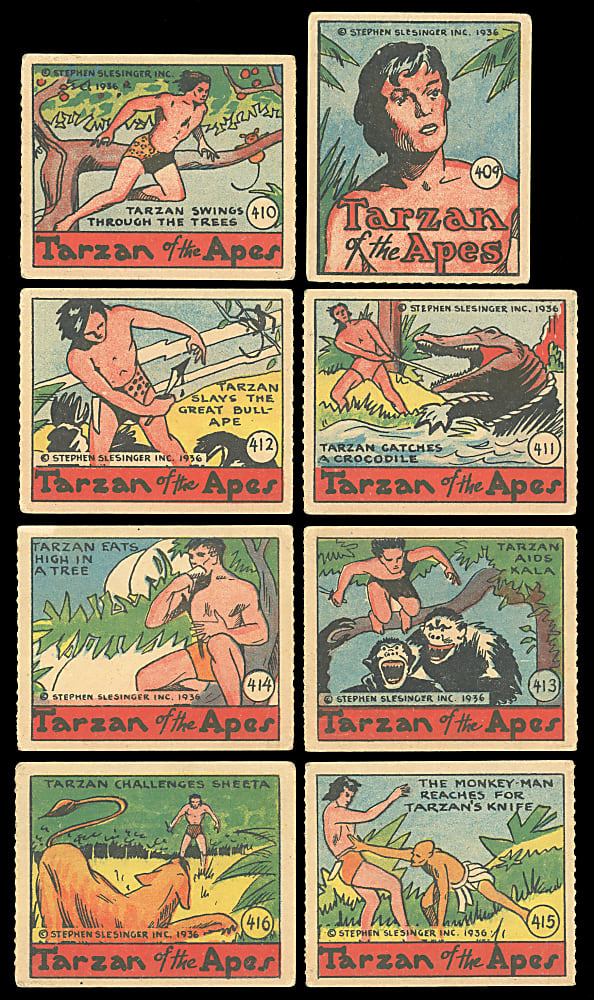 1936 R28 Cartoon Adventures Tarzan of the Apes Complete Subset (8) - Tough Type!