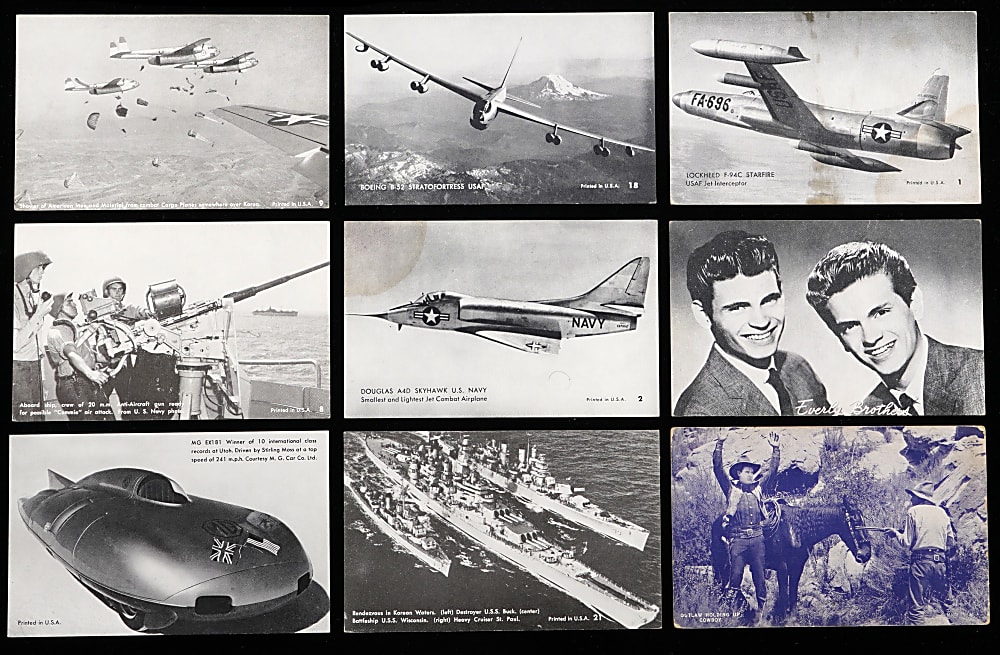 1930s-1960s Non-Sport Exhibit Collection (250+) with Actors, Entertainers, Westerns, Military, Cars