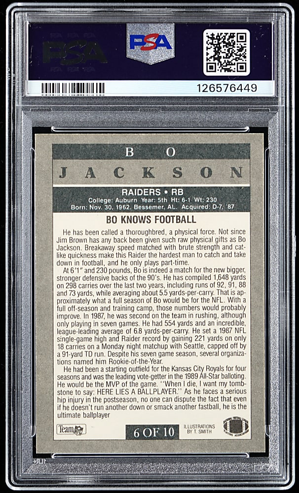 1991 Fleer Football Pro-Visions #6 Bo Jackson PSA GEM MINT 10