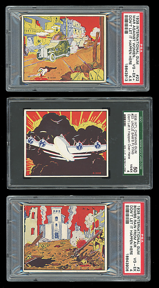 1938 International Gum Don't Let It Happen Over Here Starter Set (8) with (3) Graded - Graphic Artwork!