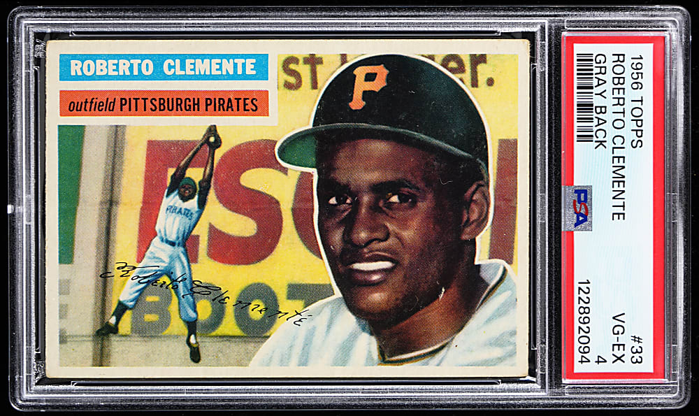 1956 Topps #33 Roberto Clemente Gray Back PSA VG-EX 4