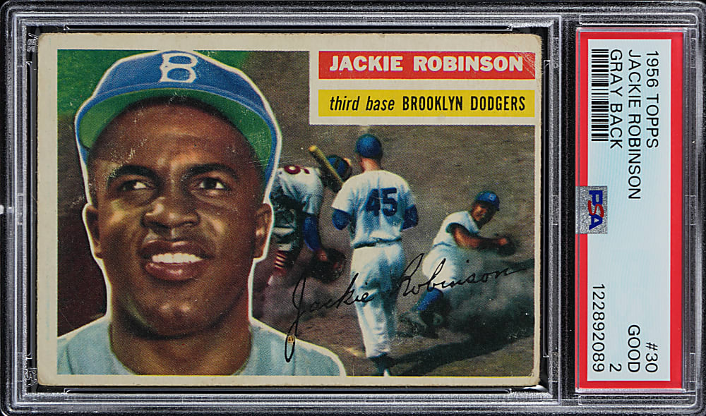 1956  Topps #30 Jackie Robinson Gray Back PSA GOOD 2