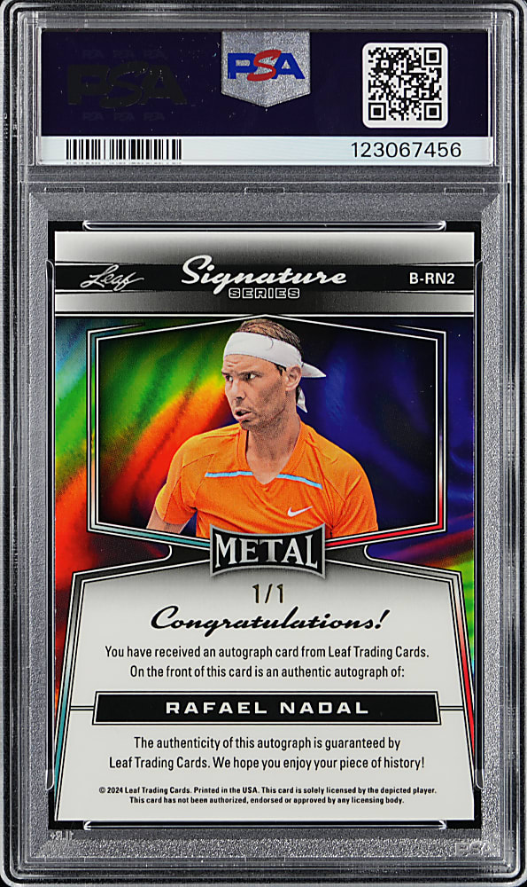 2024 Metal Tennis Signature #BRN2 Rafael Nadal Gold Crystal Autograph #1/1 PSA MINT 9