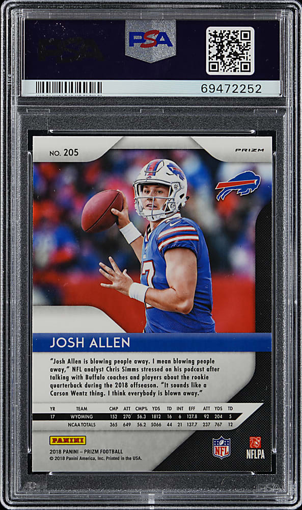 2018 Panini Prizm Football #205 Josh Allen Rookie Neon Green Pulsar PSA GEM MINT 10