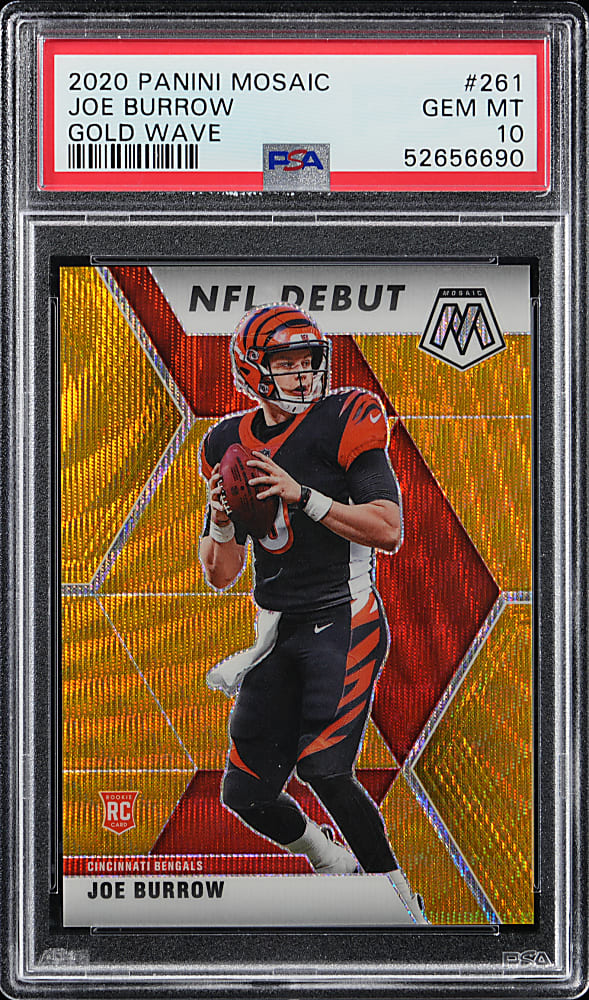2020 Panini Mosaic Football #261 Joe Burrow Rookie Gold Wave #/17 PSA GEM MINT 10