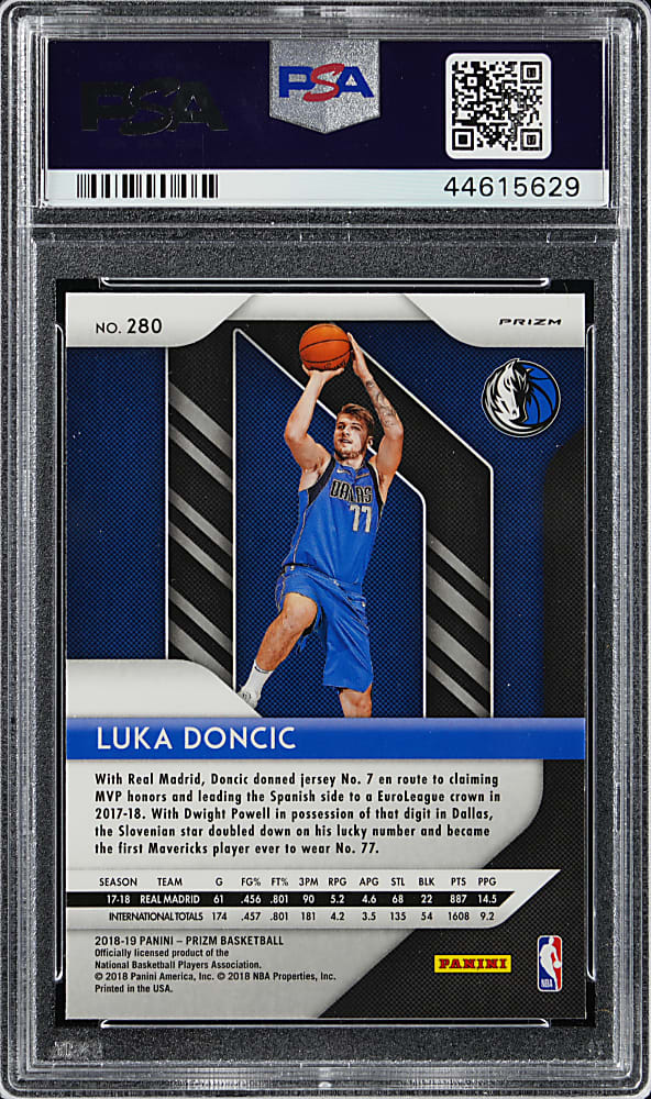 2018-2019 Panini Prizm Basketball #280 Luka Doncic Rookie Red/White/Blue Prizm PSA GEM MINT 10