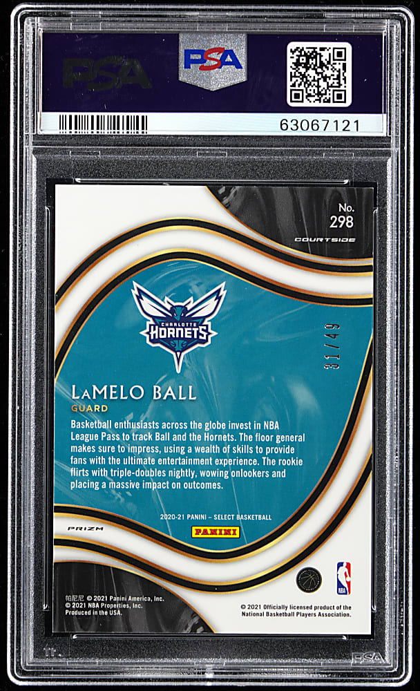 2020-2021 Panini Select Basketball #298 LaMelo Ball Rookie Red Disco Prizm PSA GEM MINT 10