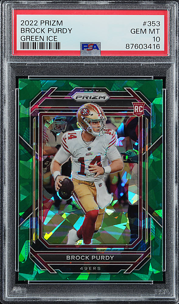 2022 Prizm Football #353 Brock Purdy Rookie Green Ice PSA GEM MINT 10