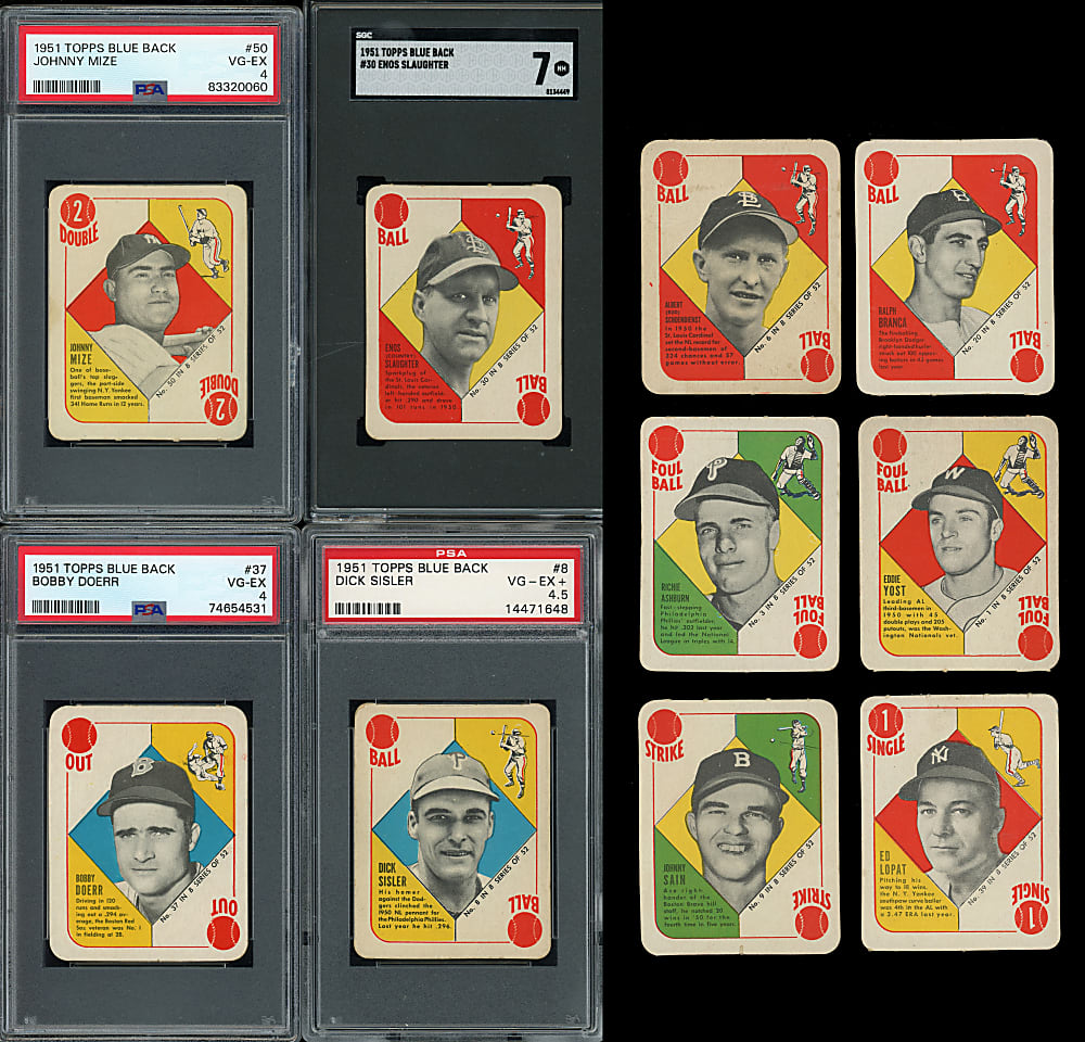 1951 Topps Blue Backs Complete Set (52) with (5) Graded Plus One Extra Duplicate