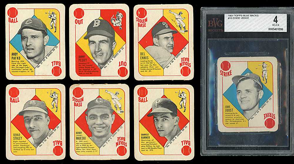 1951 Topps Blue Backs Complete Set (52) with (5) Graded Plus One Extra Duplicate
