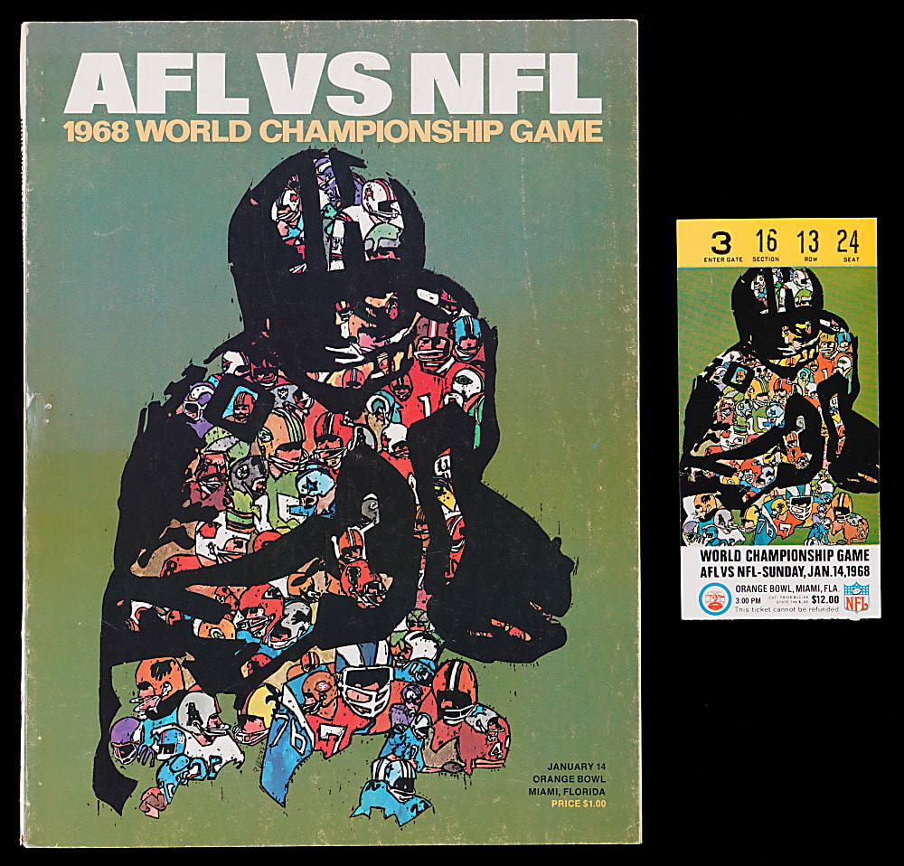 1968 Super Bowl II Official Game Program & Ticket Stub (Yellow Variation)