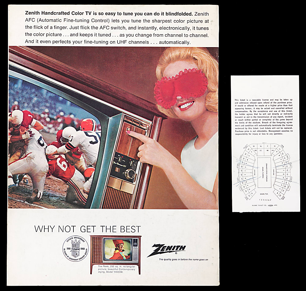 1968 Super Bowl II Official Game Program & Ticket Stub (Yellow Variation)