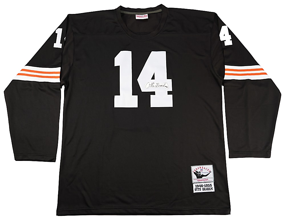 Otto Graham Cut Signature Affixed to Mitchell & Ness 1946-1955 Cleveland Browns Jersey - JSA