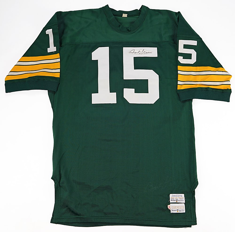 Unique NFL Hall of Famers Signed Football Cut On Jersey Quartet with Canadeo, Lane, Starr, Unitas