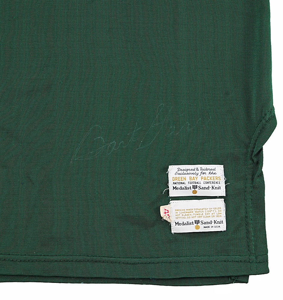 Unique NFL Hall of Famers Signed Football Cut On Jersey Quartet with Canadeo, Lane, Starr, Unitas