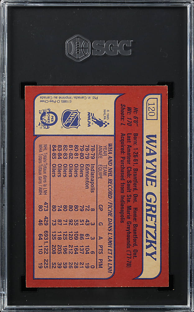 1985-1986 O-Pee-Chee Hockey #120 Wayne Gretzky SGC NM+ 7.5