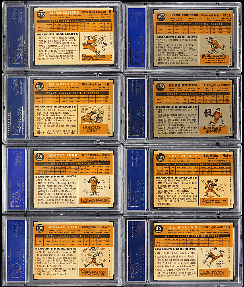 1960 Topps Hall of Fame PSA EX 5 to NM 7 Graded Collection (8)