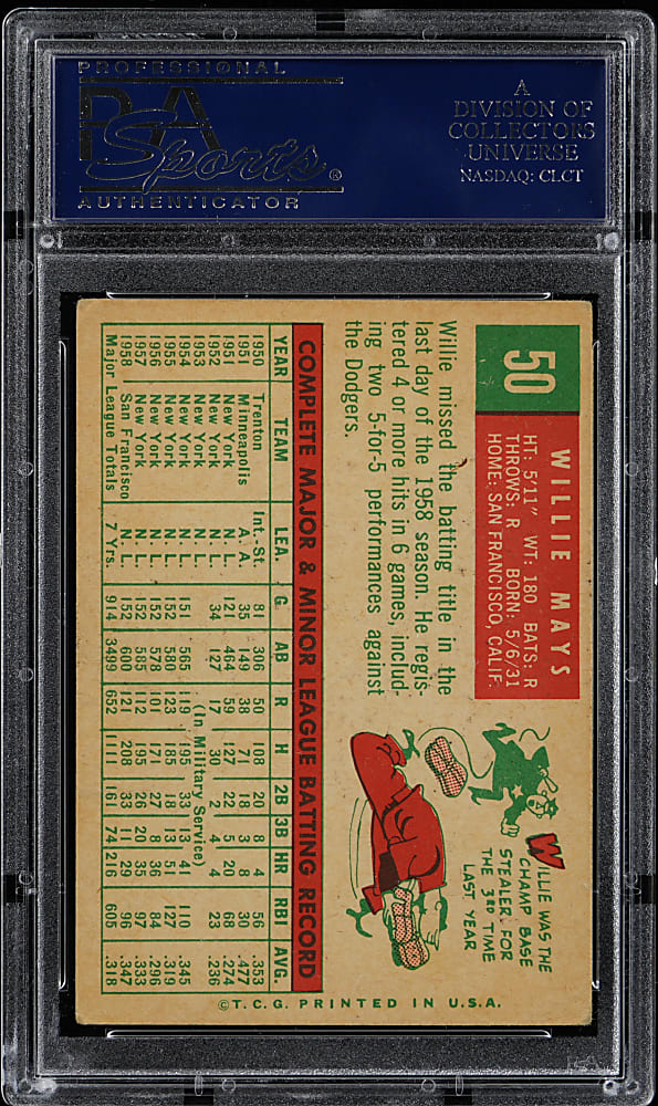 1959 Topps #50 Willie Mays PSA VG-EX 4