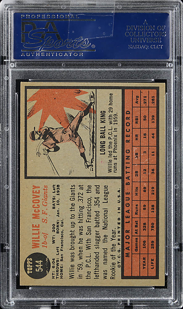 1962 Topps #544 Willie McCovey High Number PSA NM 7