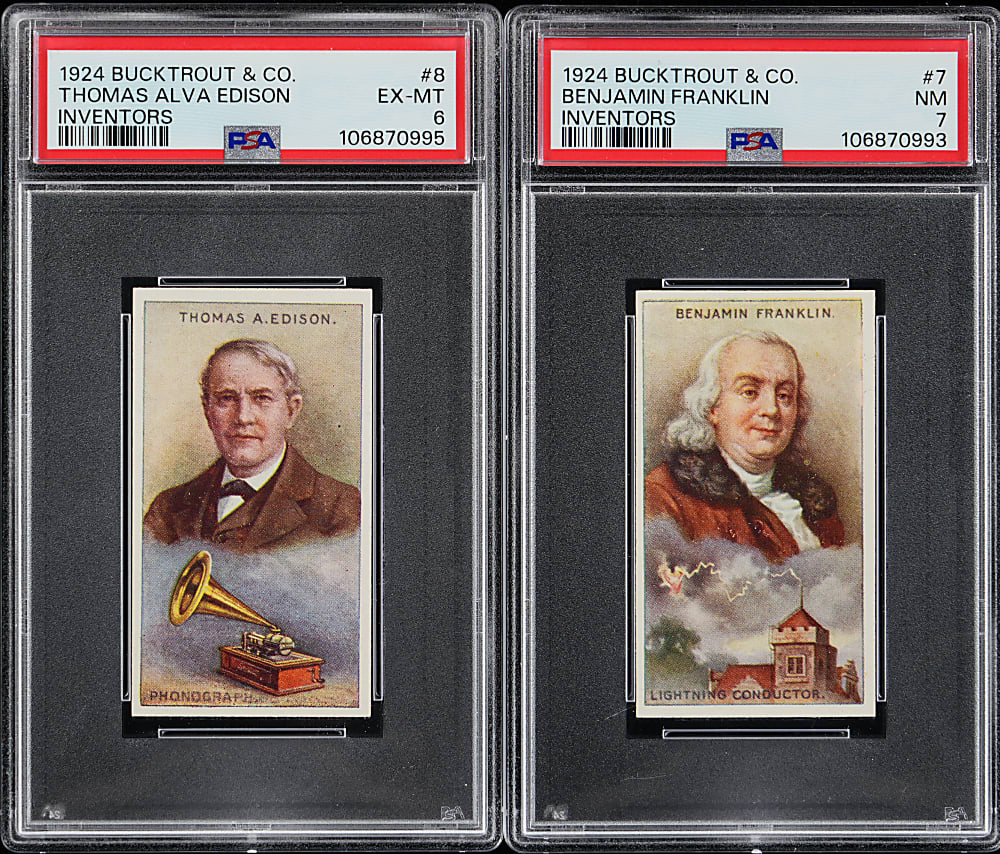 1924 Bucktrout & Co. Inventors PSA Graded Pair with Thomas Edison & Benjamin Franklin