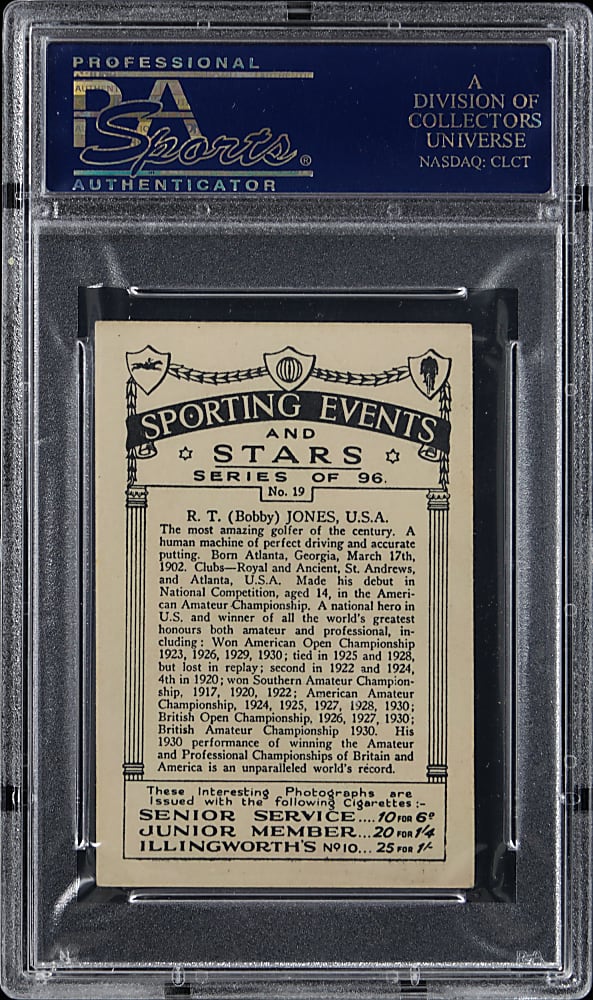 1935 J.A. Pattreiouex Sporting Events & Stars R.T. (Bobby) Jones PSA EX+ 5.5