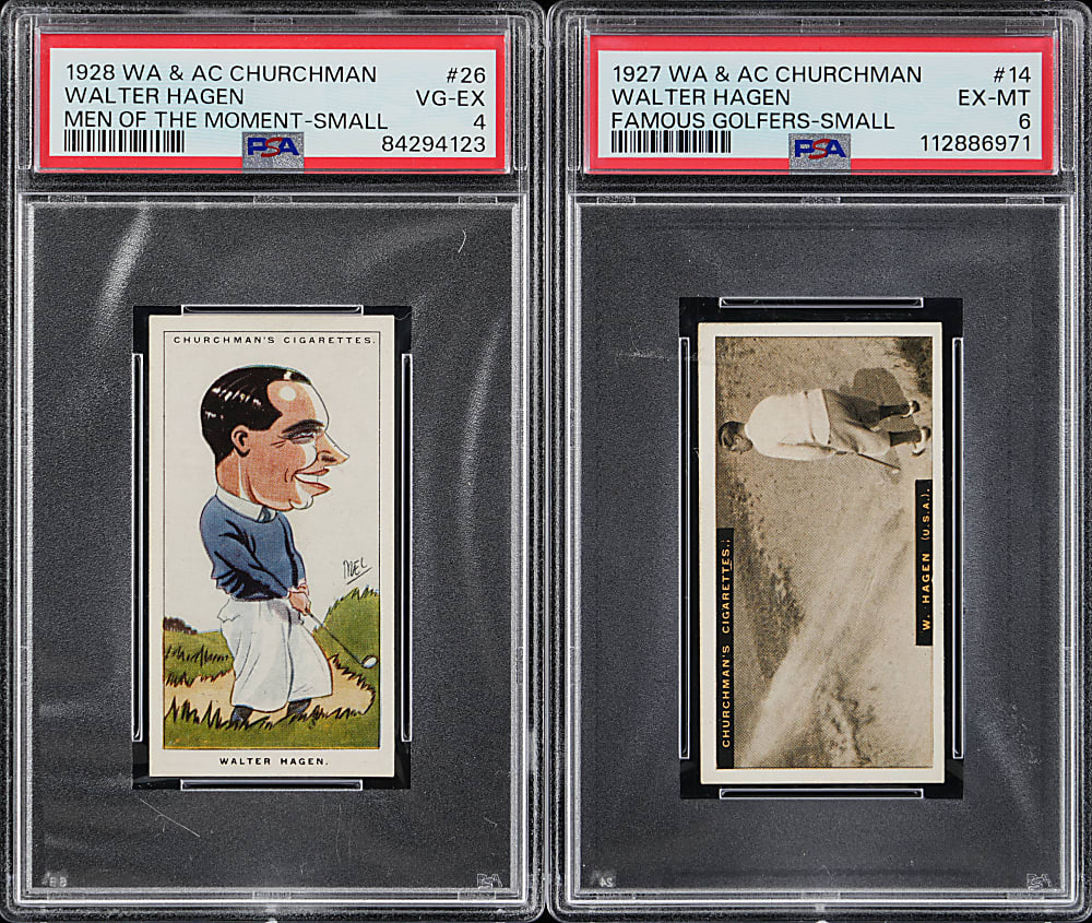 1927 & 1928 Churchman's Cigarettes Walter Hagen PSA Graded Pair