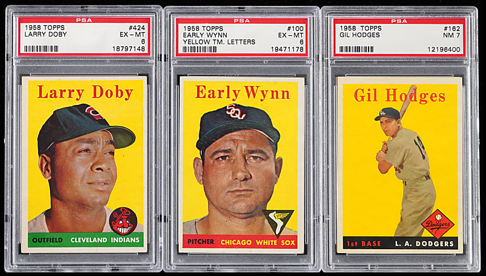 1958 Topps Hall of Fame & Star PSA EX 5 to NM 7 Graded Collection (9) with (8) Hall of Famers