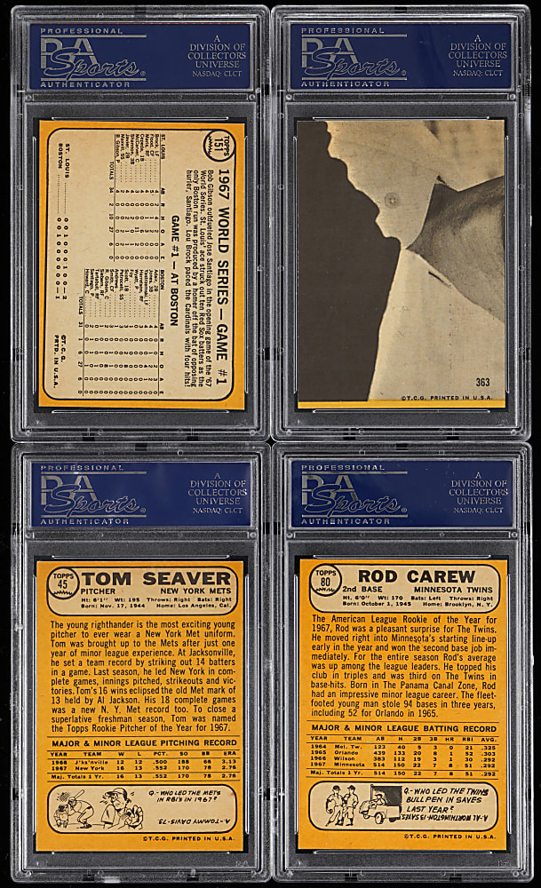 1968 Topps Hall of Fame PSA Graded Quartet with Rod Carew & Tom Seaver