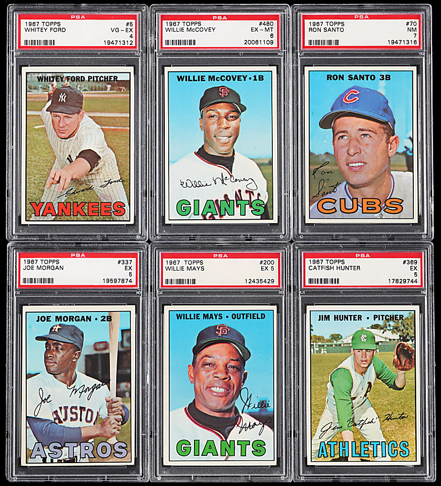 1967 Topps Hall of Fame PSA Graded Collection (9) with Willie Mays