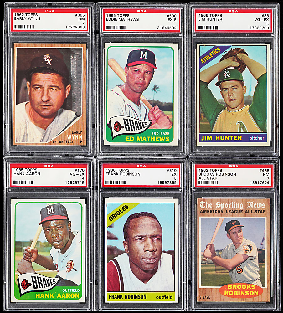 1962-1966 Topps Hall of Fame & Star PSA Graded Collection (10) with Hank Aaron & Jim Palmer Rookie
