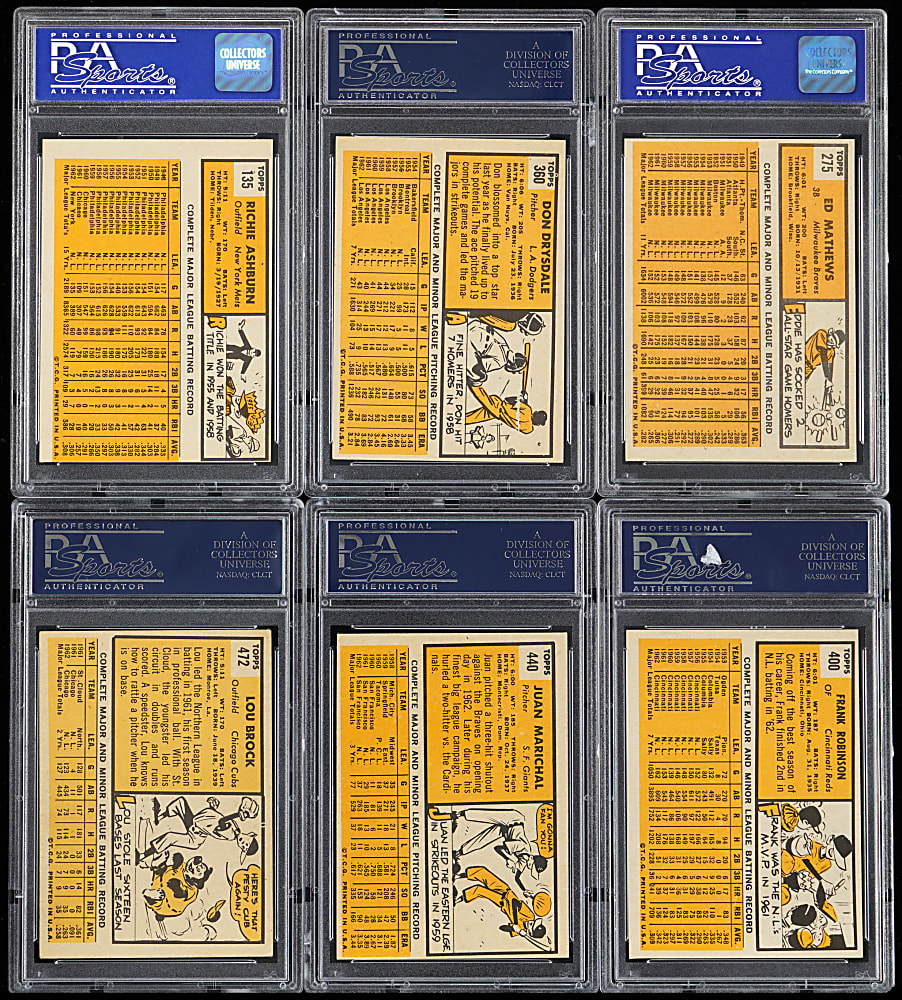 1963 Topps Hall of Fame PSA Graded Collection (6)