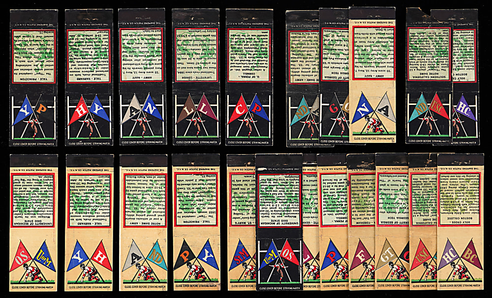1934 Diamond Matchbooks College Rivals Near Set (22/24)