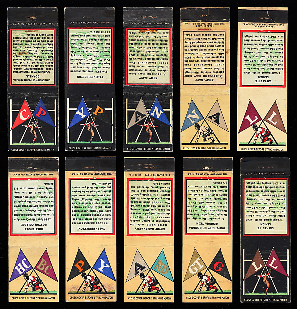 1935 Diamond Matchbooks College Rivals Near Master Set (31/36)