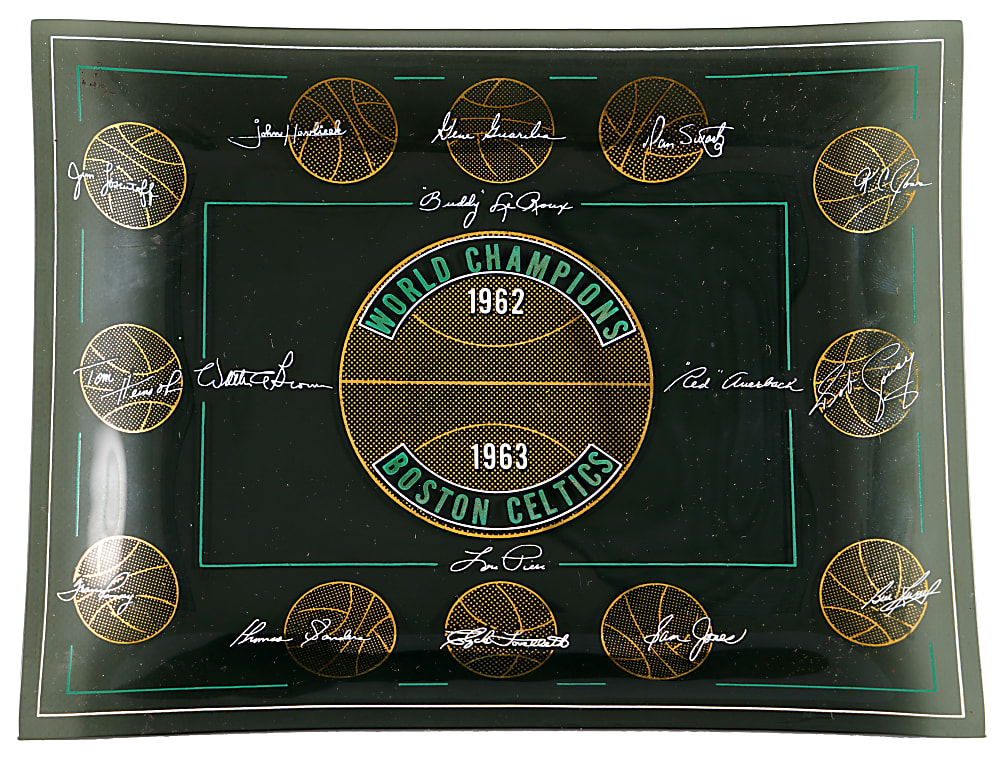 1962-1963 Boston Celtics World Champions Facsimile Signed Glass Tray