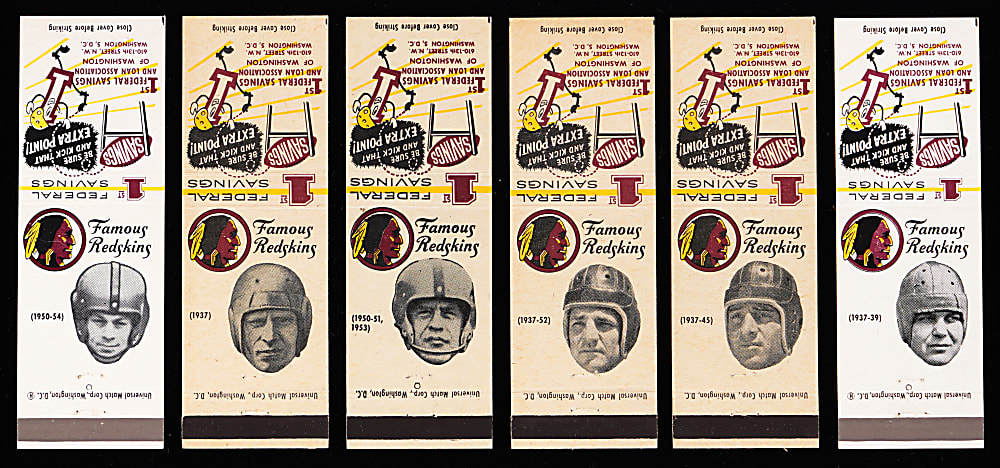 1958-1961 First Federal Savings Famous Redskins Matchbook Covers Complete/Near Set Run